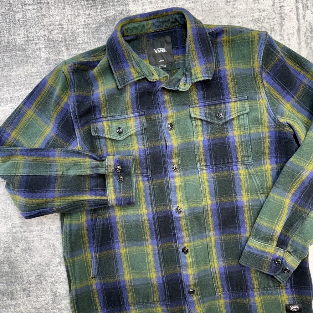 Vans Shacket Shirt Jacket Mens Large Plaid Overshirt Pockets Heavyweight Flannel